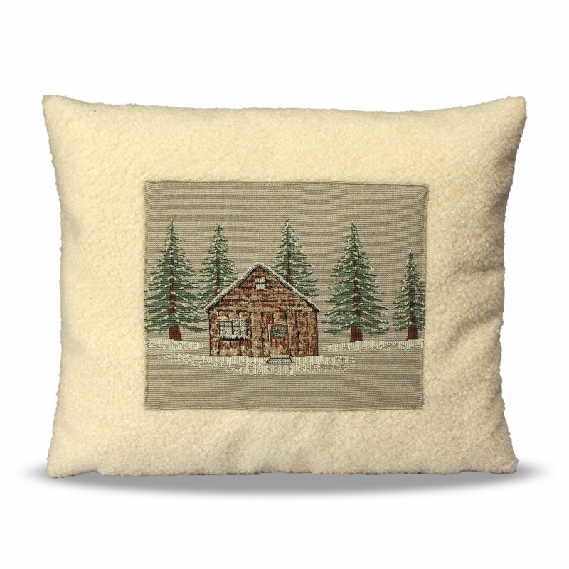 Cuscino 38x32 cot/pe Jacquard +teddy bianco Baita c/interno