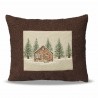 Cuscino 38x32 cot/pe Jacquard +teddy marrone Baita c/interno