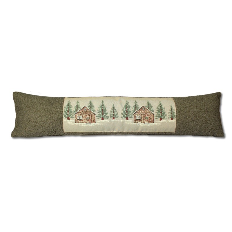 Cuscino 22x93 lungo cot/pe Jacquard +teddy verde Baita c/interno