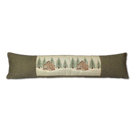 Cuscino 22x93 lungo cot/pe Jacquard +teddy verde Baita c/interno